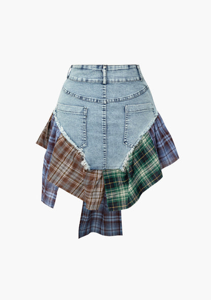 Asymmetric Denim Skirt