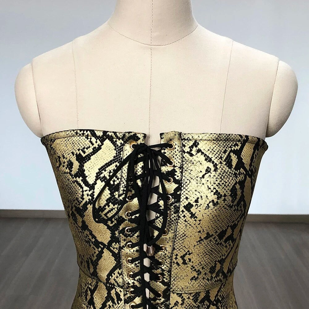 Snake Print Lace Up Dress