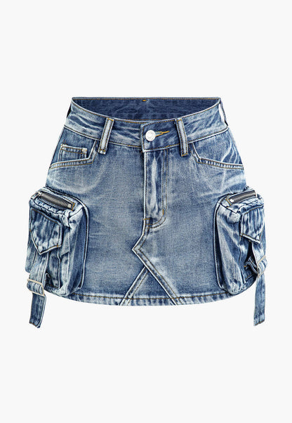 Faded Pocket Denim Skirt