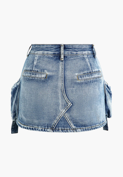 Faded Pocket Denim Skirt