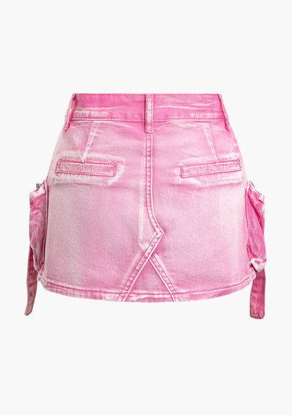 Faded Pocket Denim Skirt